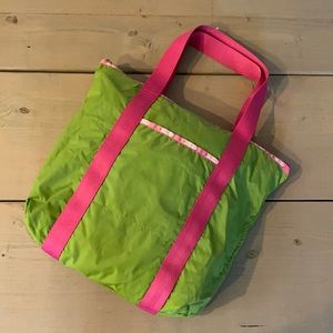 LeSportsac Green/Pink Nylon Tote